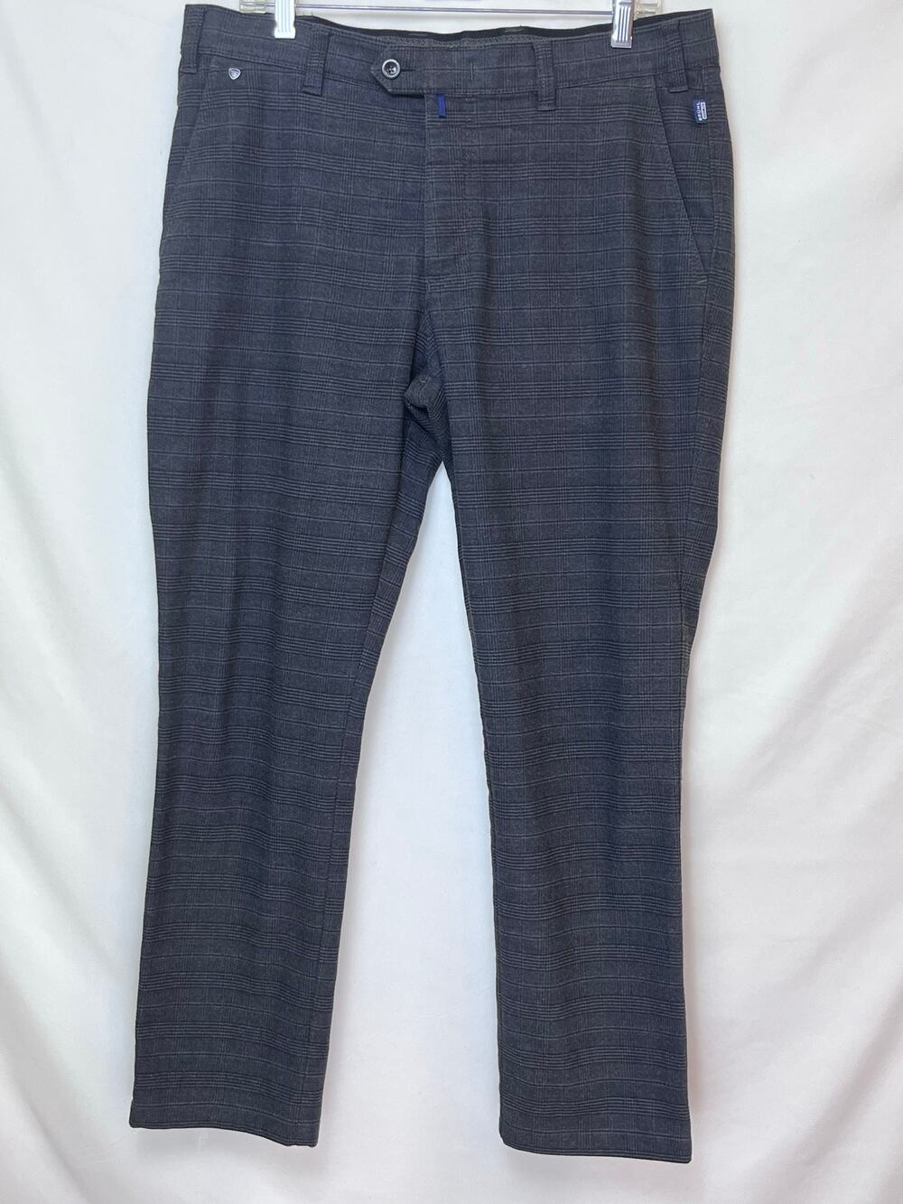 Bruhl Men's Gray Plaid Nizza Straight Leg Dressy Preppy Trousers Pants 36R